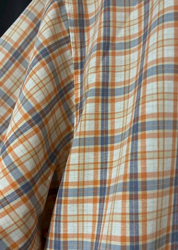 Turuncu Kısa Kollu Pamuklu Erkek Gömlek - Görsel 2