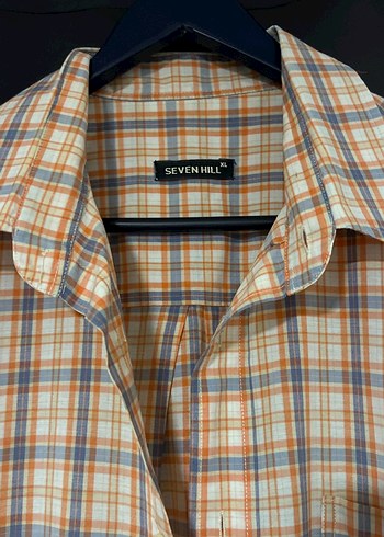 Turuncu Kısa Kollu Pamuklu Erkek Gömlek - Görsel 3