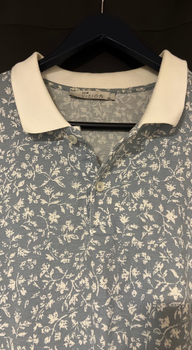 Erkek mavi Baskılı Kısa Kollu Polo Tişört - Görsel 2