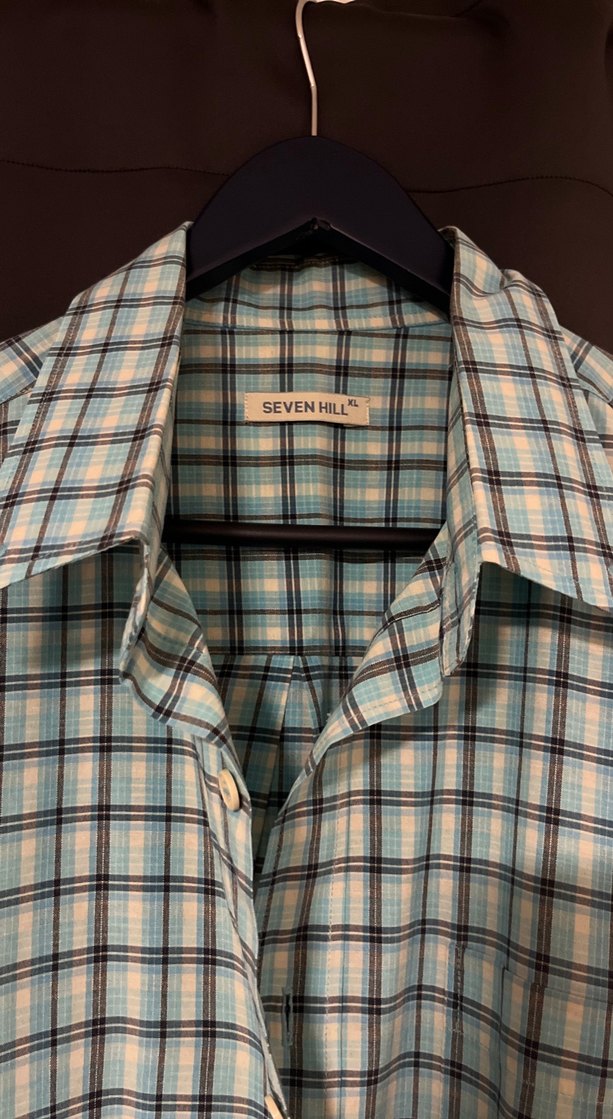 Erkek mavi Kısa Kollu Pamuklu Gömlek - Görsel 3