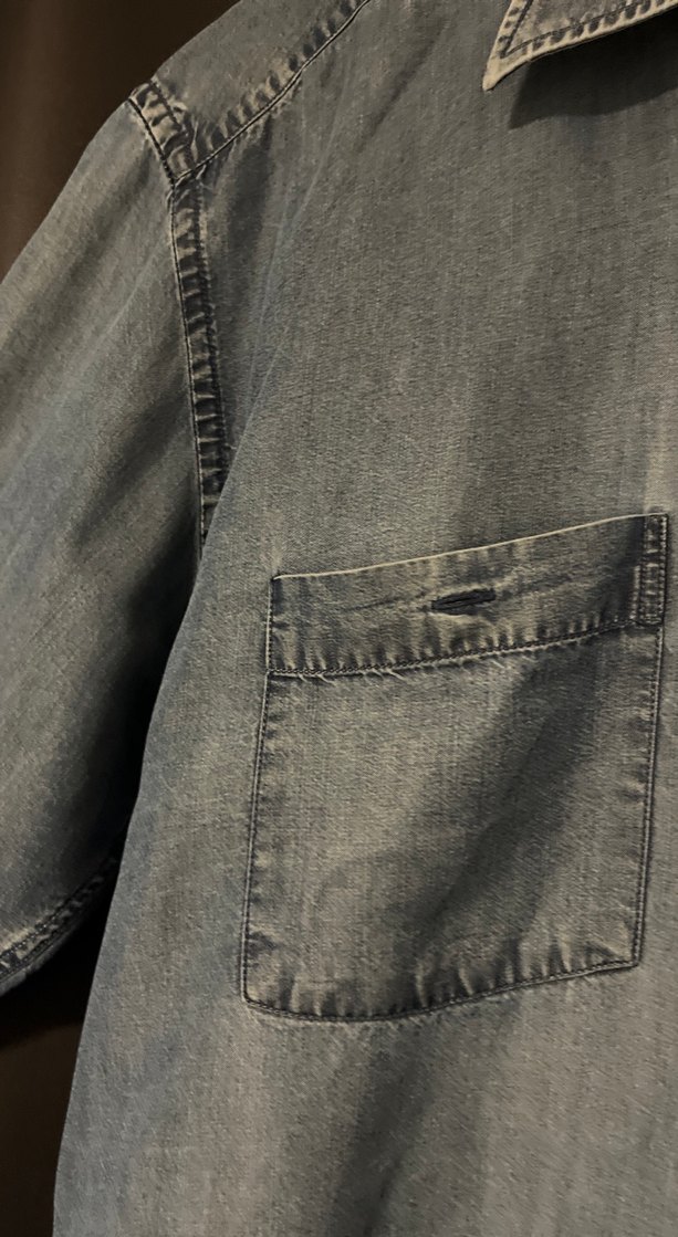 Mavi Kısa Kollu Denim Erkek Gömlek - Görsel 2