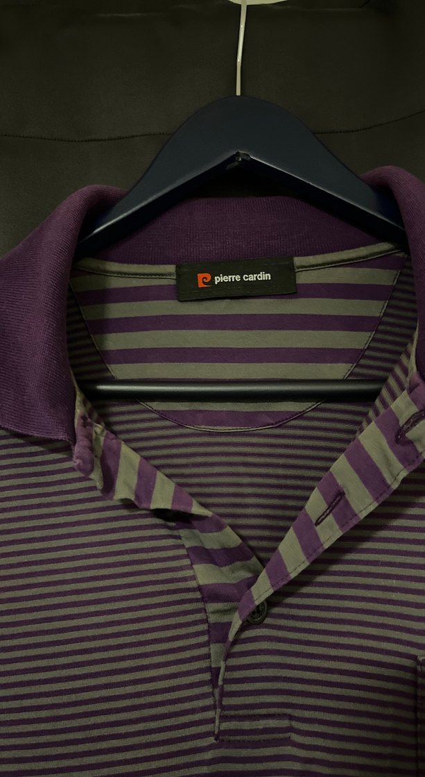 Mor gri çizgili erkek tişört - Görsel 2