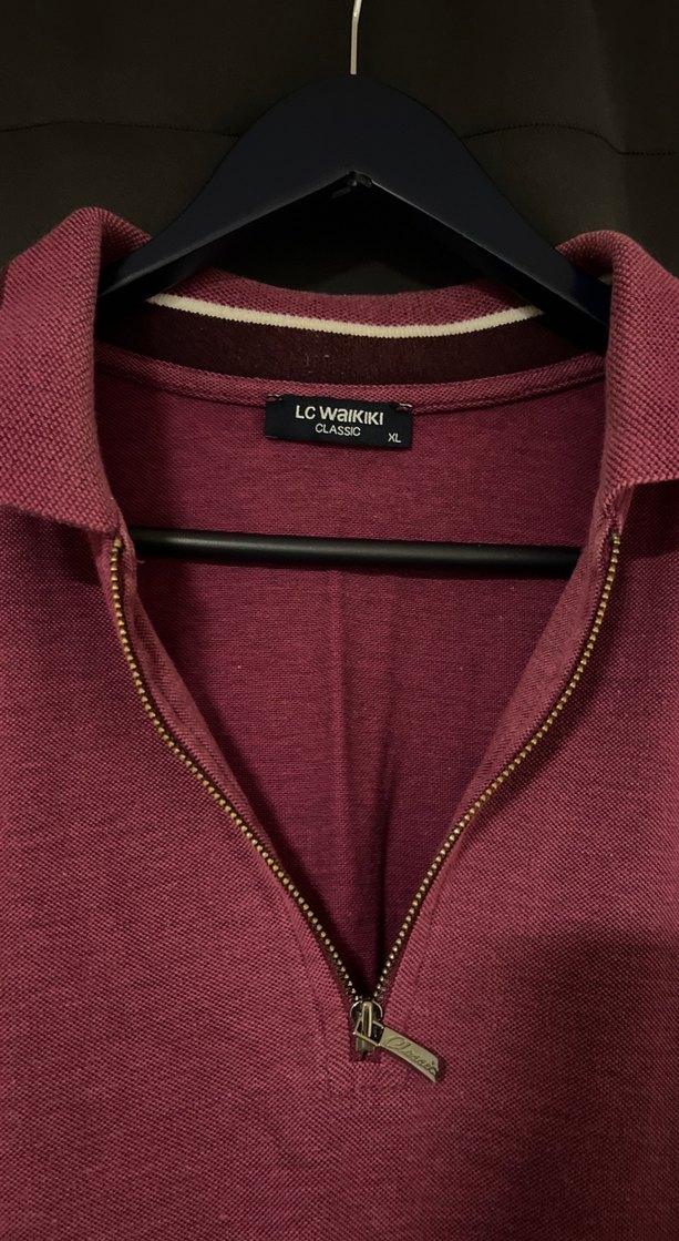 Bordo Fermuarlı Kısa Kollu Erkek Polo Tişört - Görsel 3