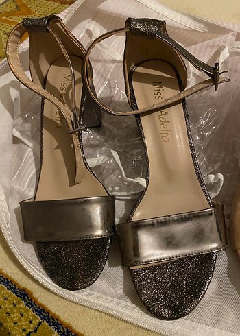Gümüş topuklu 39 numara abiye ayakkabı - Görsel 3