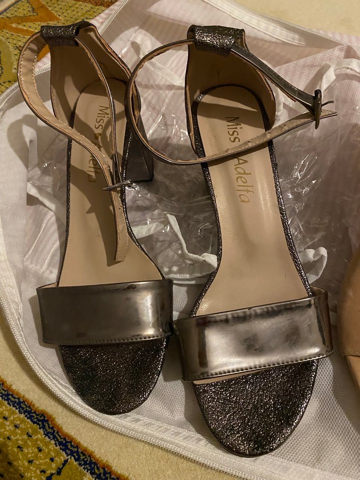 Gümüş  topuklu 39 numara abiye ayakkabı - Görsel 3