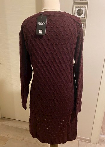 Bordo Örgü Kadın  yandan yırtmaçlı tunik standart beden - Görsel 3