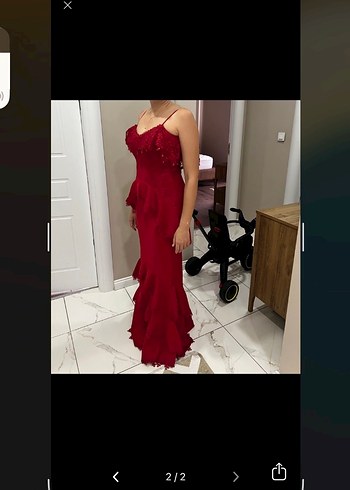 Alfabeta 38 beden kırmızı abiye elbise - Görsel 2