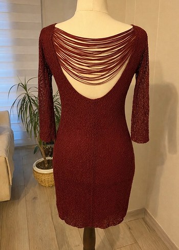 36beden bordo özel günler için dantel elbise - Görsel 2