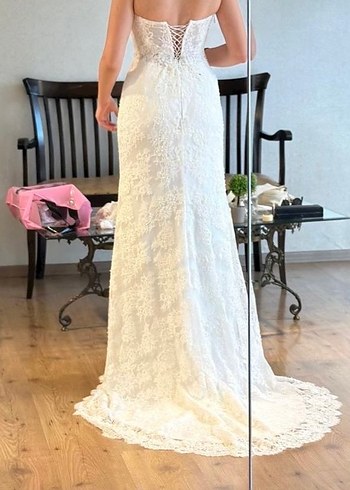 36 beden Fransız dantel özel dikim duvağıda birlikte verilecek - Görsel 3