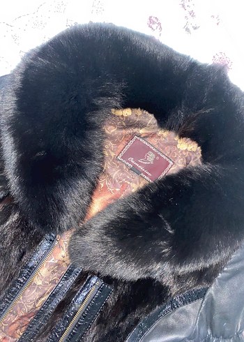 Kürk Detaylı Siyah Deri Kadın Ceket - Görsel 2