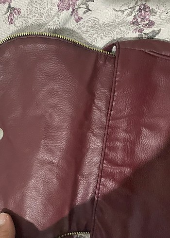 Bordo Deri Tokalı Kadın Çanta - Görsel 2