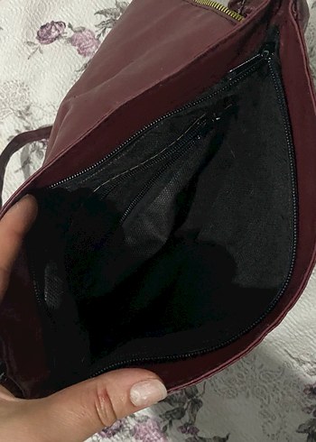 Bordo Deri Tokalı Kadın Çanta - Görsel 3