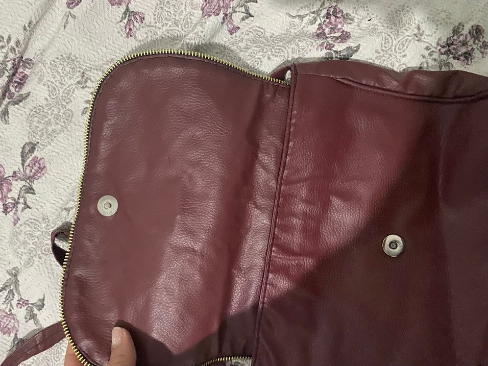 Bordo Deri Tokalı Kadın Çanta - Görsel 2