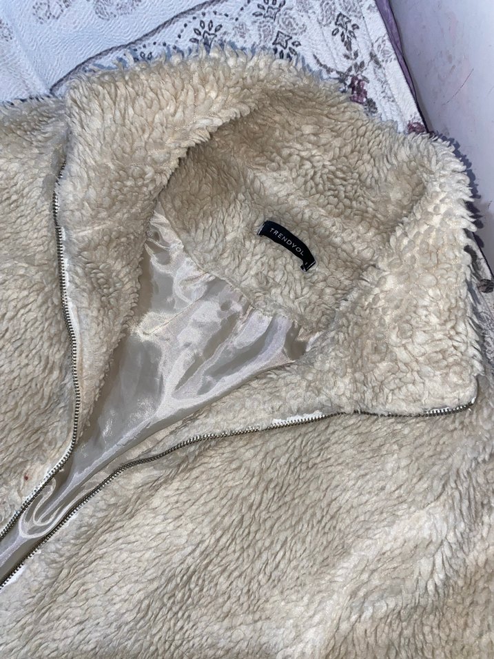 Kadın Bej Kürk Detaylı Midi Ceket - Görsel 2