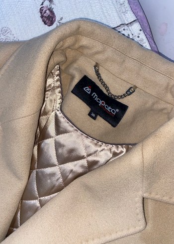 Bej Uzun Düğmeli Kadın Kaban - Görsel 3