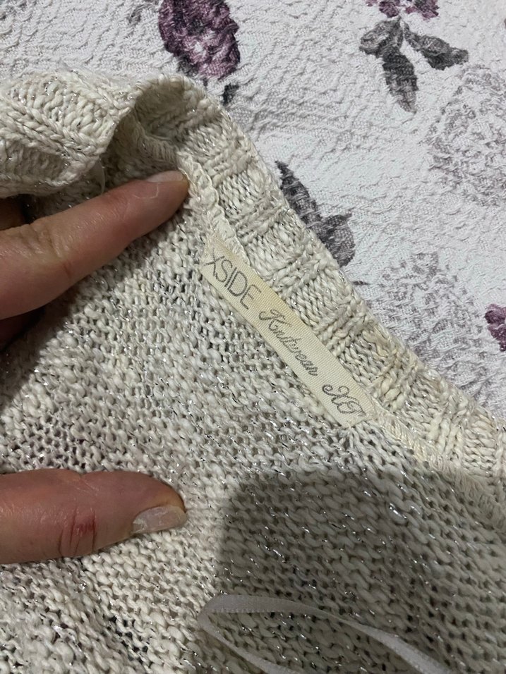 Bohem Gri Nakışlı Boğazlı Triko ceket - Görsel 3