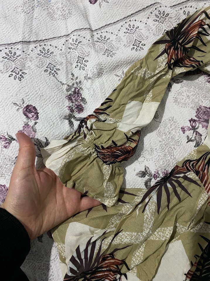 Uzun Kollu Bohem V Yakalı Mini Gömlek - Görsel 2