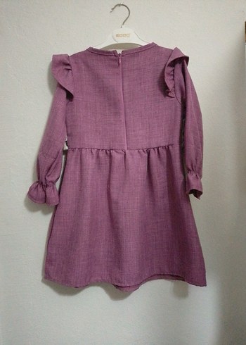 Uzun Kollu Bohem Mor Kız Çocuk Elbisesi - Görsel 2