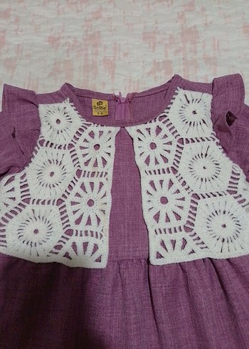 Uzun Kollu Bohem Mor Kız Çocuk Elbisesi - Görsel 6