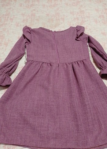 Uzun Kollu Bohem Mor Kız Çocuk Elbisesi - Görsel 4