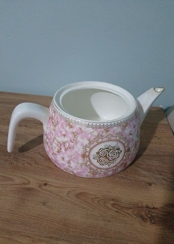 Pembe Pastel Desenli Porselen Demlik - Görsel 5