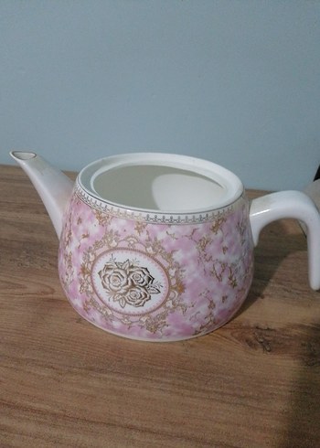 Pembe Pastel Desenli Porselen Demlik - Görsel 4