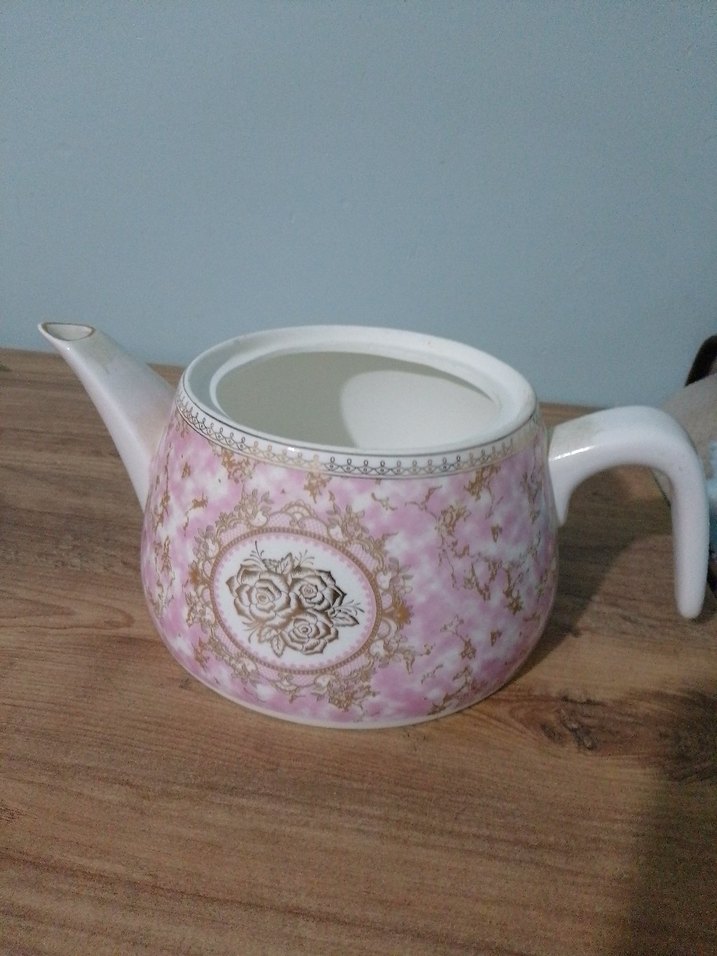 Pembe Pastel Desenli Porselen Demlik - Görsel 4