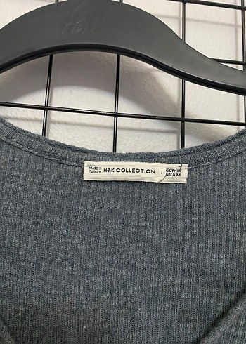 Gri V Yaka Uzun Kollu Triko Elbise - Görsel 2