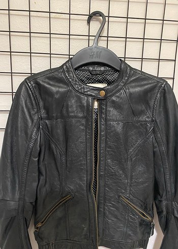 Kadın Siyah Deri Biker Ceket - Görsel 2