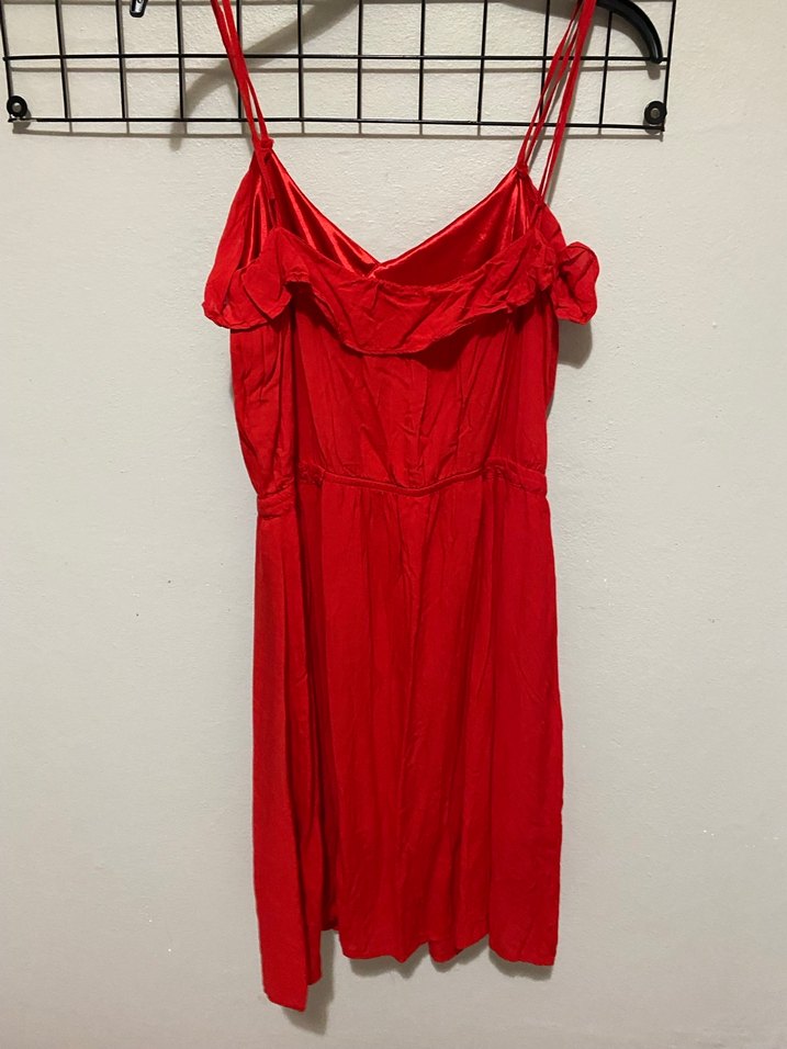 Kırmızı Askılı Midi Elbise - Görsel 2