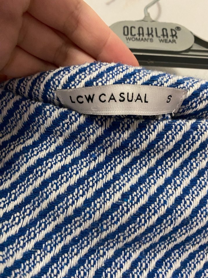 Mavi Çizgili Pilili Mini Kot Etek - Görsel 3