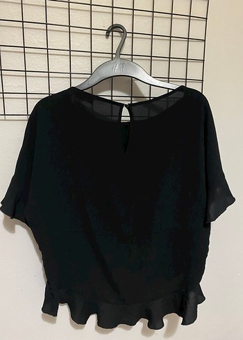 Siyah Fırfırlı Kadın Bluz - Görsel 2