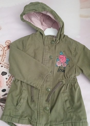 Kapüşonlu Nakışlı Kız Çocuk mont - Görsel 5