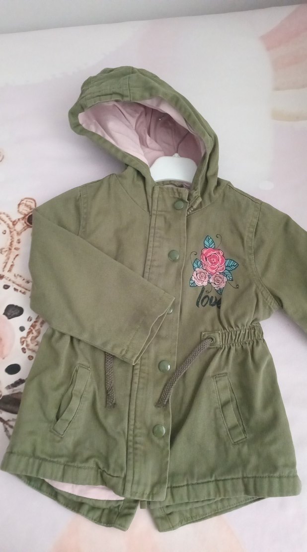 Kapüşonlu Nakışlı Kız Çocuk mont - Görsel 5