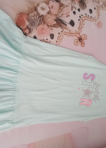 Turkuaz Kız Çocuk Kolsuz Renkli Baskılı Elbise - Görsel 2