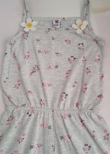 Kız Çocuk Gri Dantel Detaylı Tulum - Görsel 2