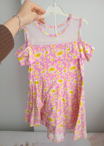 Pembe Çiçekli Kız Çocuk Elbisesi - Görsel 4