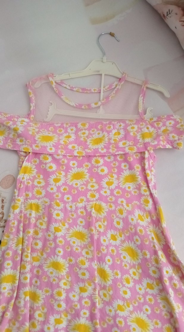 Pembe Çiçekli Kız Çocuk Elbisesi - Görsel 2