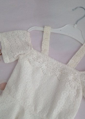 Kız Çocuk Beyaz Dantel Elbise - Görsel 3