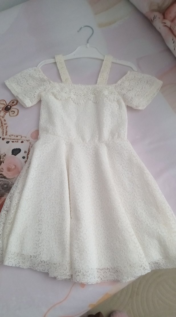 Kız Çocuk Beyaz Dantel Elbise - Görsel 2