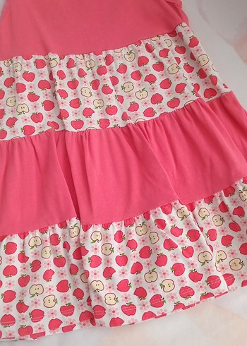 Kız Çocuk Pembe Renkli Katlı Elbise - Görsel 4