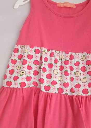 Kız Çocuk Pembe Renkli Katlı Elbise - Görsel 5