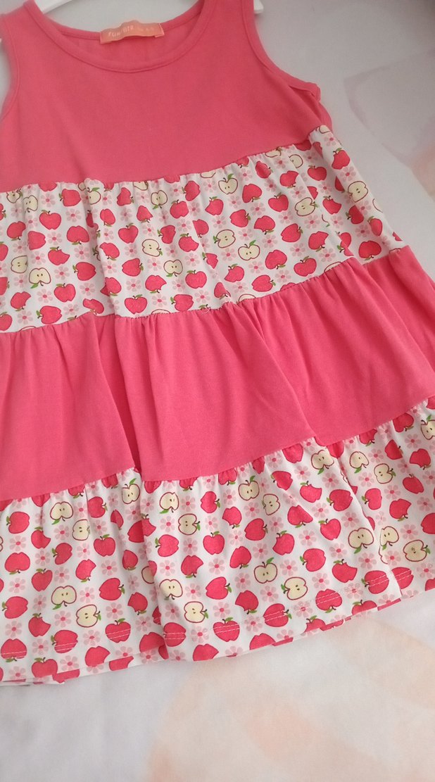 Kız Çocuk Pembe Renkli Katlı Elbise - Görsel 4