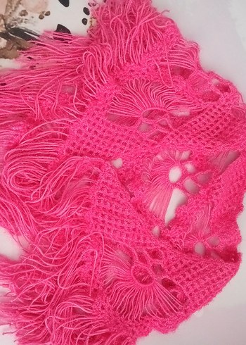 Pembe Dantelli Örgü çocuk Şal - Görsel 4