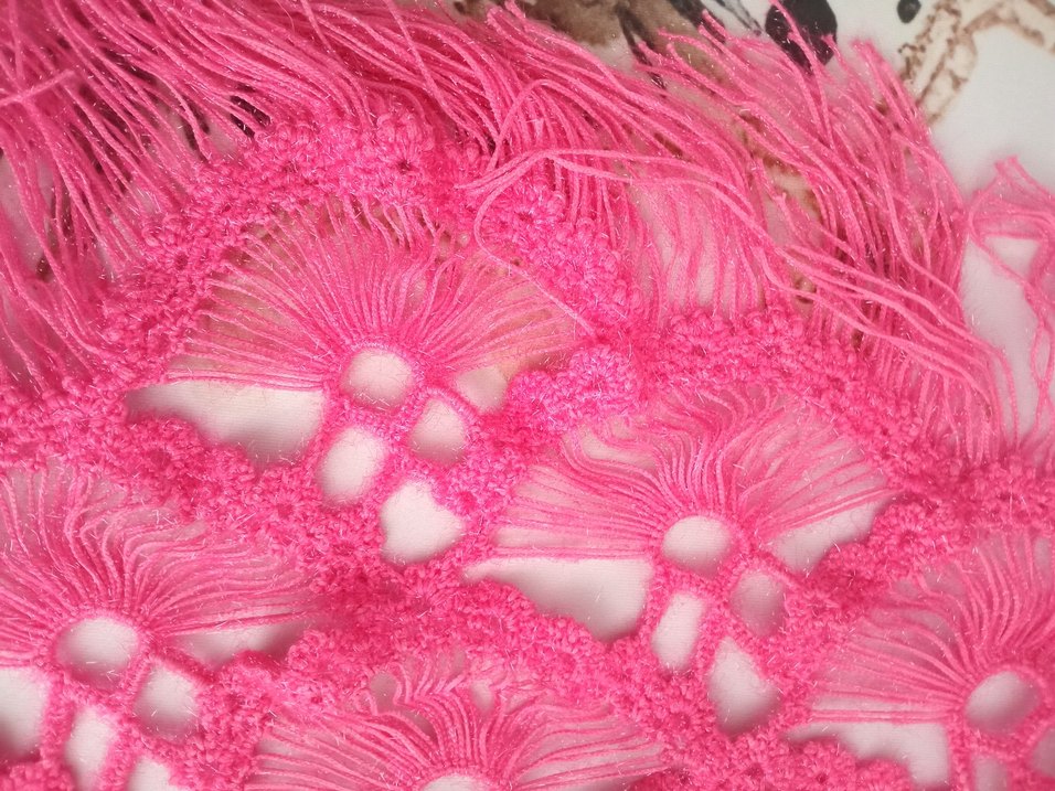 Pembe Dantelli Örgü çocuk Şal - Görsel 2