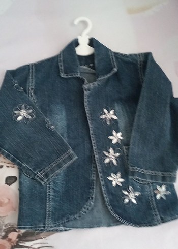 Nakışlı Mavi Kız Kot Ceket - Görsel 2