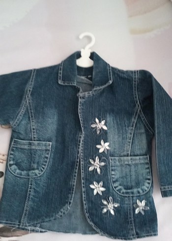 Nakışlı Mavi Kız Kot Ceket - Görsel 3