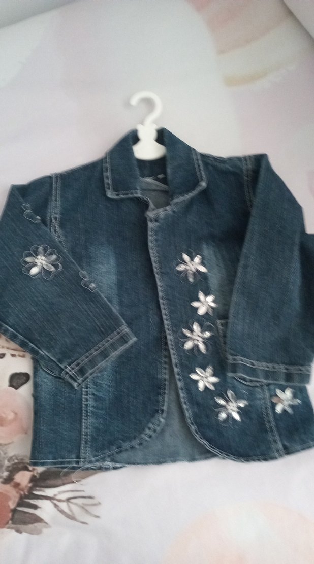Nakışlı Mavi Kız Kot Ceket - Görsel 2