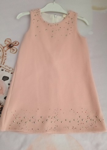 Pembe İşlemeli Payetli Kolsuz Kız Elbisesi - Görsel 3
