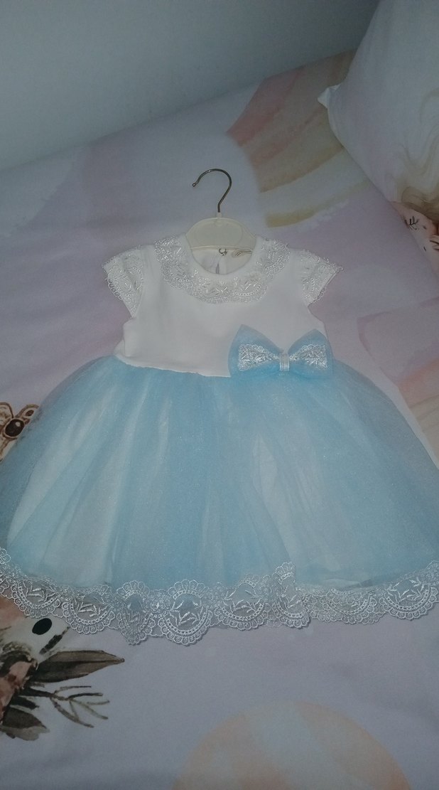 Kız Çocuk Beyaz Dantel Detaylı Elbise - Görsel 5